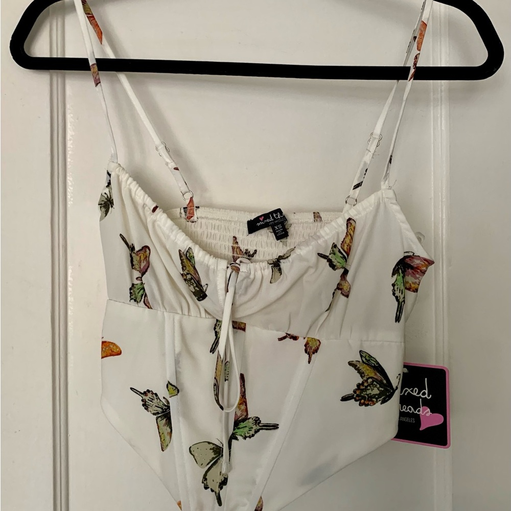 Mixed Threads White Butterfly Cami Top – Light & Feminine